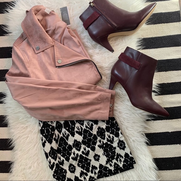 SOLD !! LOFT blush faux vegan suede moto jacket - Picture 9 of 12